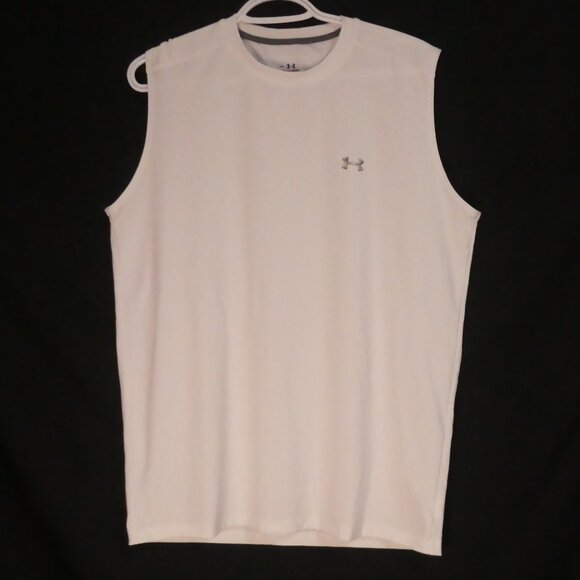 UNDER ARMOUR - Heat Gear | medium | White Tank Top With Silver Print - Picture 1 of 14